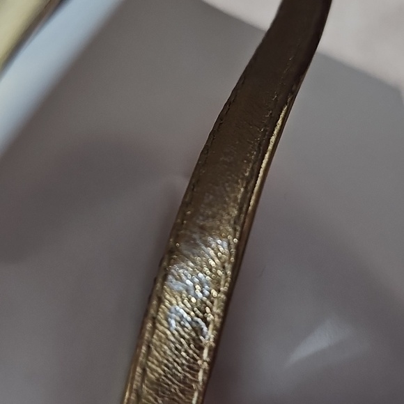 Prada Gold Leather T-Strap Wedge Sandals Size 38 - Picture 11 of 11